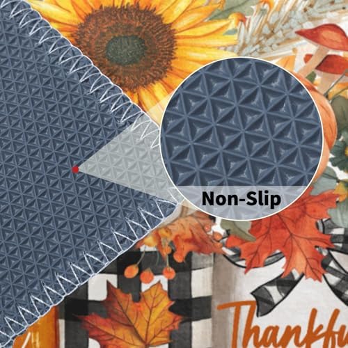 Giwawa Autumn Pumpkin Bath Rug Sunflower Flower Vase Bathtub Mat Soft Washable - Image 5