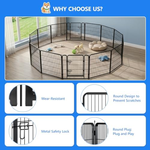 Dog Playpen Outdoor, 40 Inch Height 16 Panels Foldable Dog Fence - Image 3