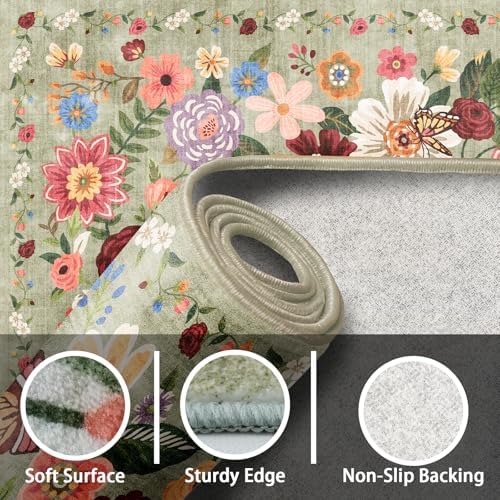 Floral Area Rug 8x10 for Living Room Bedroom - Image 2