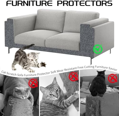 2 Pcs Cat Scratch Mat, Cat Scratch Furniture Protector, Dark Gray - Image 3