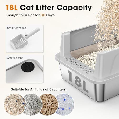 2PACK Stainless Steel Litter Box, Extra Large Litter Boxes - Image 3