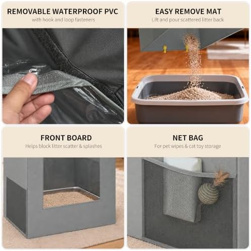 Litter Box Shield with Front Barrier, Cat Litter Box Enclosure Splash Guard - Image 5