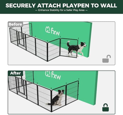 FXW Rollick Dog Playpen with Fence-to-Wall Anchors, 8 Panels - Image 4