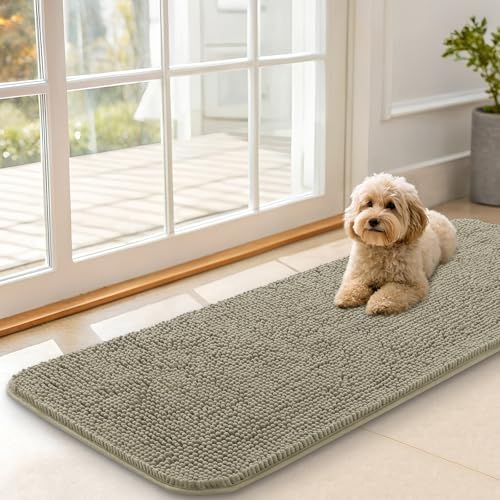 OLANLY Dog Door Mat for Muddy Paws 47x17, Super Absorbent Chenille Mud Mat by OLANLY
