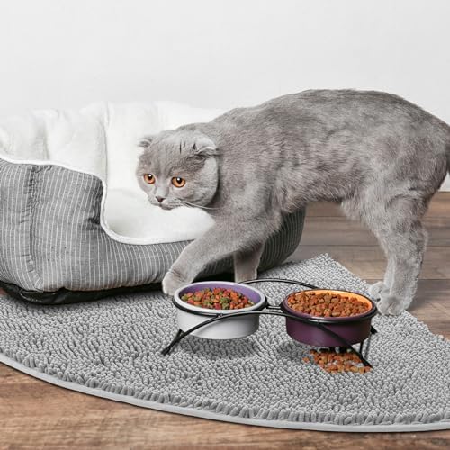 Tinideya Corner Cat Litter Mat Trapping Waterproof Non Slip, Light Gray - Image 5