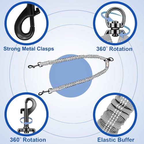 MingXpets Double Dog Leash, 360° Swivel Tangle Free Bungee Walking Training - Image 3
