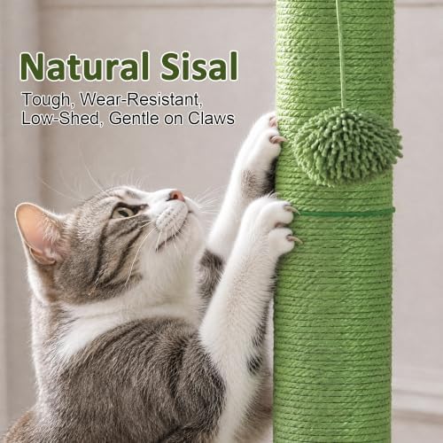 40" Cactus Cat Scratching Post, Natural Sisal Rope Scratcher Post - Image 4