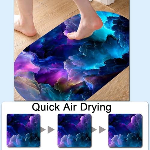 Purple Blue Cloud Super Absorbent Quick-Drying Bathroom Mat Rug, Rubber - Image 5