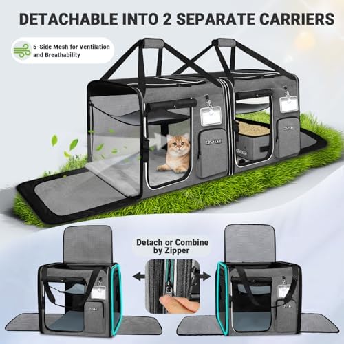 Petskd 2 in 1 Double Cat Car Travel Carrier - Image 5