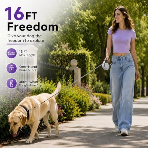 Heavy Duty Retractable Dog Leash-16ft Strong & Durable Walking Leash - Image 3