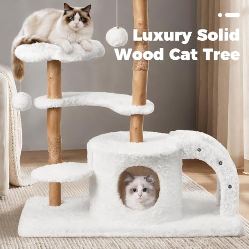 Easyego Modern Cat Tree, 45.6" Aesthetic Wood Cat Tree Tower - Image 3