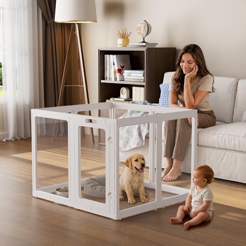 Clear Acrylic Dog Playpen Indoor Pet Pen, 8 Panels by ClimbHope