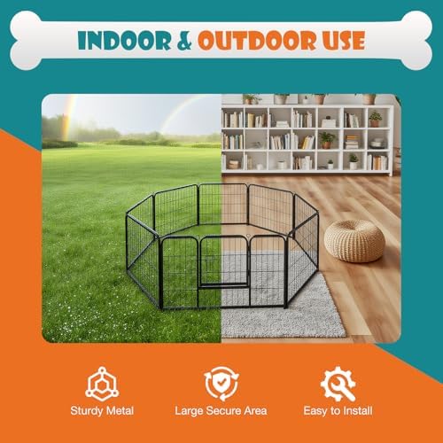 NEWBULIG Dog Playpen Indoor 8 Panels 24 Inch, Outdoor Metal Dog Fence Pen - Image 4