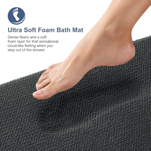 OLANLY Thick Memory Foam Bathroom Rugs 34x21, Absorbent Bath Mat, Dark Grey - Image 2
