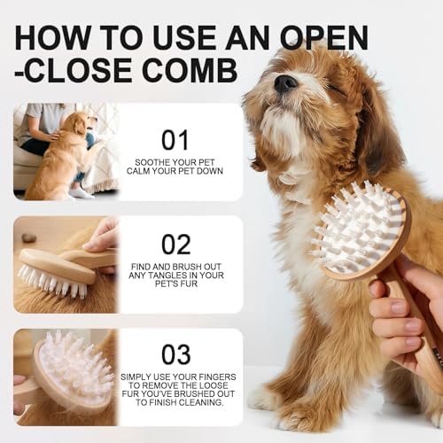 HOP Dog Bath Brush with Wooden Handle Dog Washing Brush 7.17in/18.2cm - Image 6