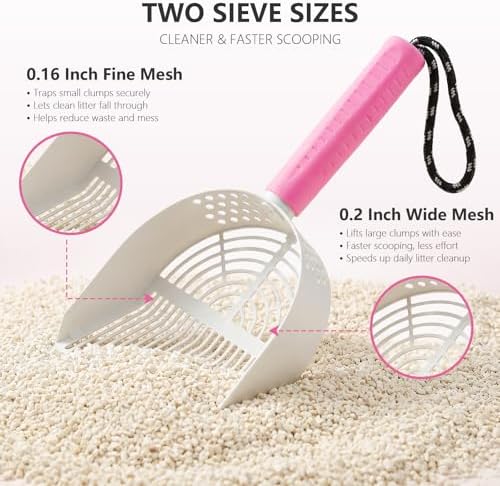 Cat Litter Scoop with Holder, 3 in 1 Metal Kitty Scooper - Image 3