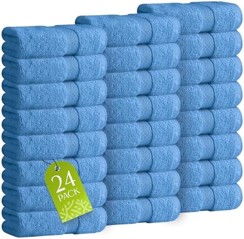 White Classic Wealuxe Light Blue Washcloths 24 Pack by WhiteClassic