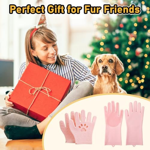 Hair Removal Glove & Pet Grooming Gloves 2 Pair, Upgrated Silicone Pet Hair - Image 7