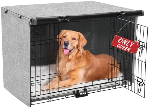 Akinerri Dog Crate Cover, Double Door Waterproof Kennel Cover, 42 in Grey by Akinerri