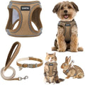 GAMUDA Small Pet Harness Collar and Leash Set, Step in No Chock No Pull Linen by GAMUDACollarsCollection