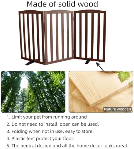 Freestanding Dog Gate Indoor, Doggie Gate Foldable Pet Gates - Image 6