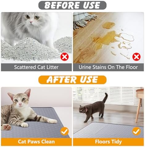 Silicone Cat Litter Mat 34 x 22 in, Waterproof Raised Edge - Image 6