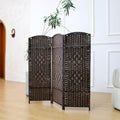 3-Panel Short Room Divider, 3.9 ft Freestanding Partition Wall, Dark Brown by Loomveil