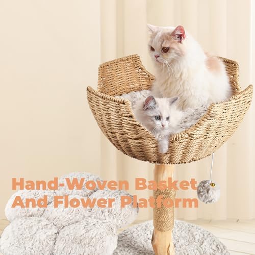Easyego Modern Cat Tree, 39.9" Aesthetic Wood Cat Tree Tower - Image 4