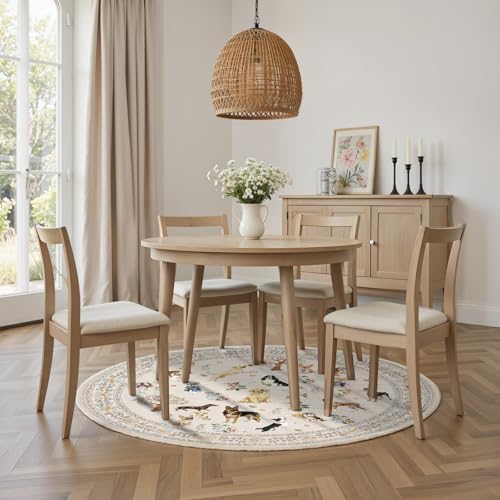 Beige 4Ft Round Area Rug for Living Room Bedroom - Image 5
