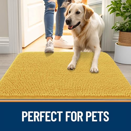OLANLY Dog Door Mat for Muddy Paws 48x30, Super Absorbent Chenille Mud Mat - Image 6