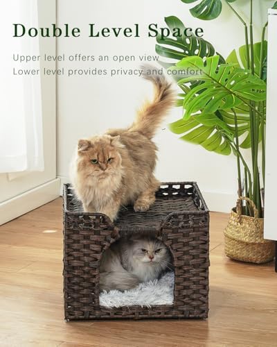 SETVSON Cat Beds Indoor Kitten House, Handwoven PE Rattan Cave - Image 2