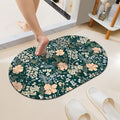 Dark Teal Busy Floral Super Absorbent Quick-Drying Bathroom Mat Rug, Rubber by ZHUZHISHAN