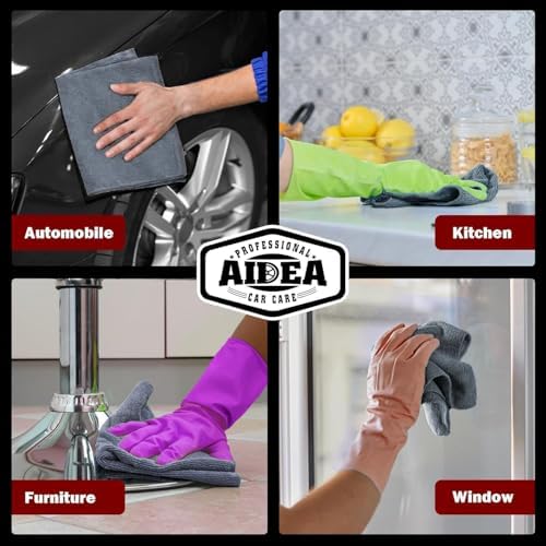 AIDEA Microfiber Cleaning Cloth Grey 10PK, Microfiber Towels 12"×12" - Image 5