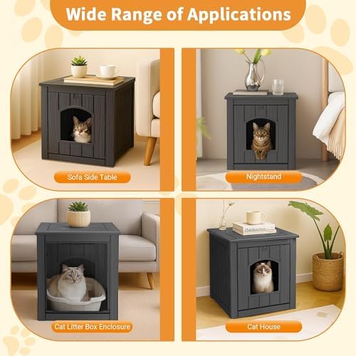 Cat Litter Box Enclosure, Plastic Hidden Litter Box Side Table - Image 5