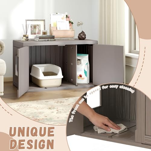 PatioZen Hidden Cat Litter Box, Cat Litter Box Enclosure Furniture - Image 3