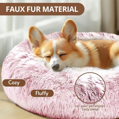 JOLLYVOGUE Calming Dog Beds Large Sized Dog, 36in Donut Washable Large Pet Bed - Image 2