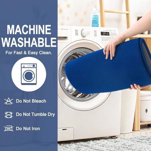 OLANLY Memory Foam Bathroom Runner Rugs 47x20, Long Bath Mats, Royal Blue - Image 6