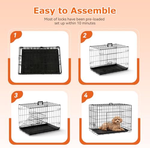 FDW | 24" Foldable Metal Dog Crate | Black | Cage - Image 5