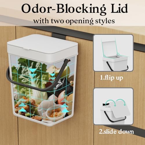 LALASTAR Small Trash Can with Lid, Kitchen Compost Bin - Image 3