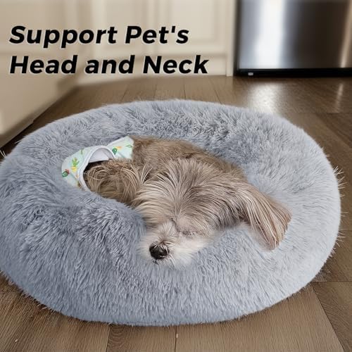 Calming Round Dog Bed with Anti-Slip Bottom, Medium Size Washable Anti-Anxiety - Image 2