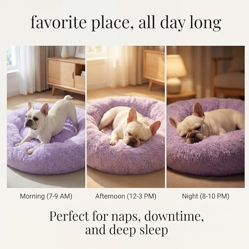 nononfish Small Dog Bed, Plush Calming Donut Pet Bed - Image 6