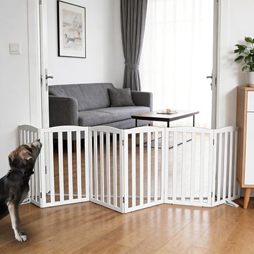 Freestanding Dog Gate Indoor, Doggie Gate Foldable Dog Gates by SFJC