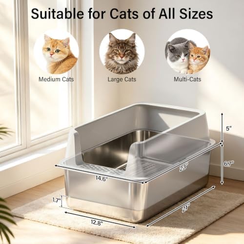 Stainless Steel Sifting Litter Box, XL Litter Boxes - Image 3