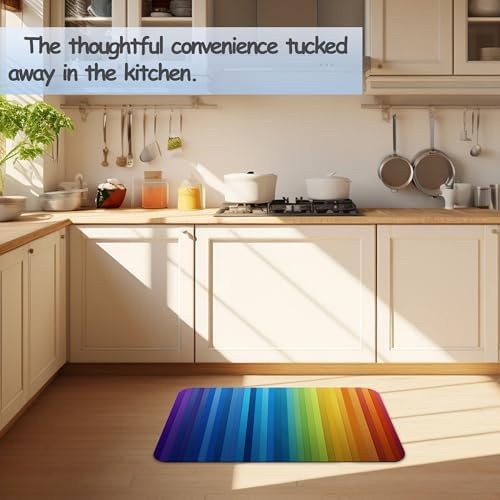 Bathroom Rug 29.5"x17", Abstract Rainbow Lines Bath Mat - Image 6