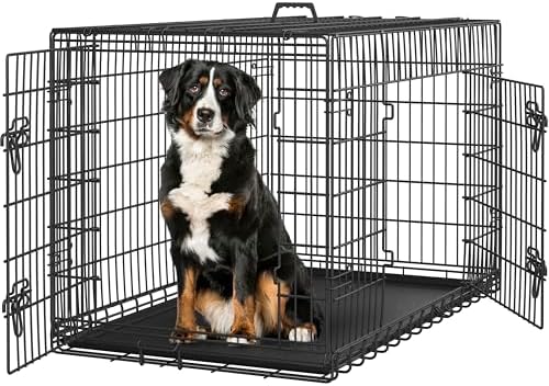 Yaheetech 48inch Double Door Dog Crate w/Divider, Collapsible Metal Kennel by Yaheetech
