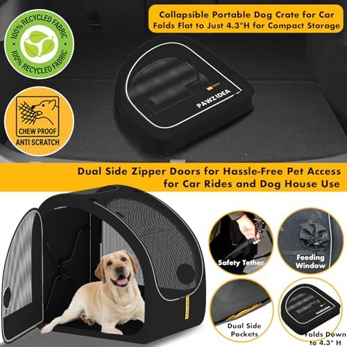 PAWZIDEA Portable Dog Crate for Car Travel, Medium & Large Dogs Up to 80lbs - Image 6