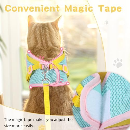 Cat Harness and Leash Set, Escape Proof Soft Vest Walk Yellow Small - Image 6