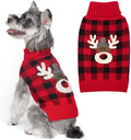 KYEESE Dog Christmas Sweater for Small Medium Dogs, Buffalo Plaid Reindeer by KYEESE