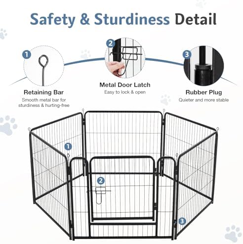 DUMOS Dog Playpen 24 Inch 6 Panels Indoor Outdoor Metal Pet Fence - Image 6