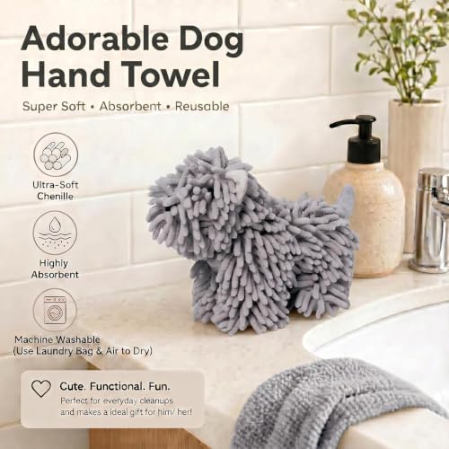 Chenille Dog Hand Towel Fuzzy Ball Dog Towel Animal Hand Towels - Image 3